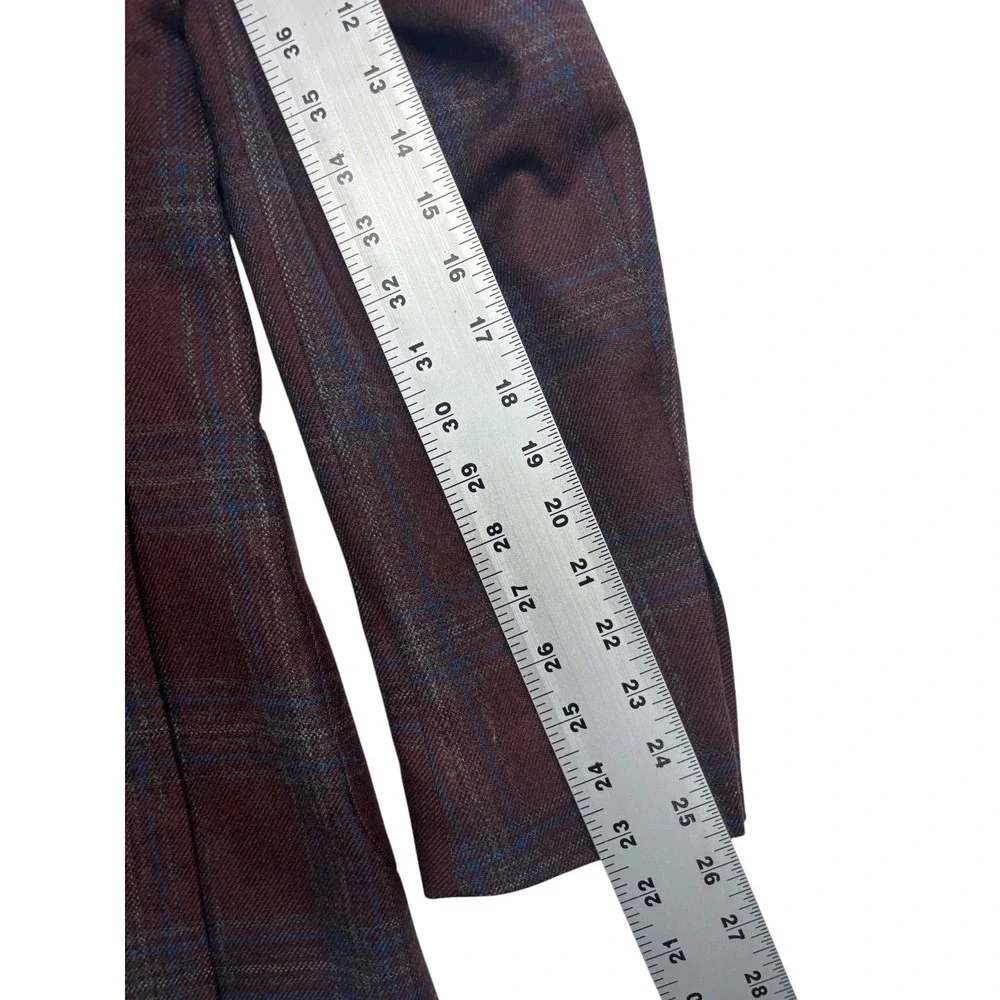 Michael Kors 38R Burgundy Gray Plaid Blazer Jacket Flannel Wool Sport Suit Coat